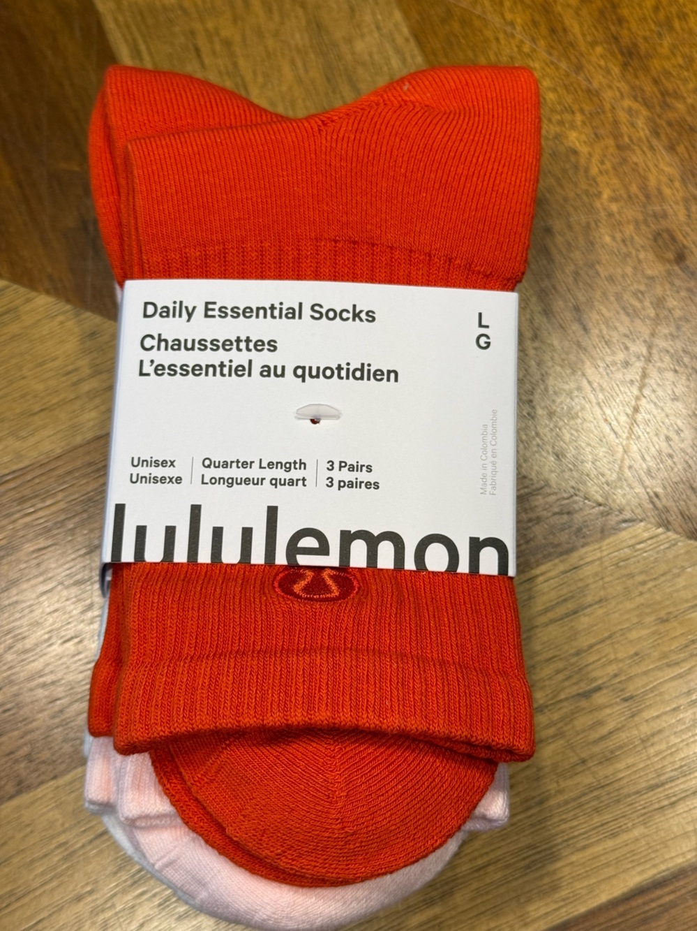 Lululemon Daily Essential Quarter-Length Socks 3-Pack unisex Large new